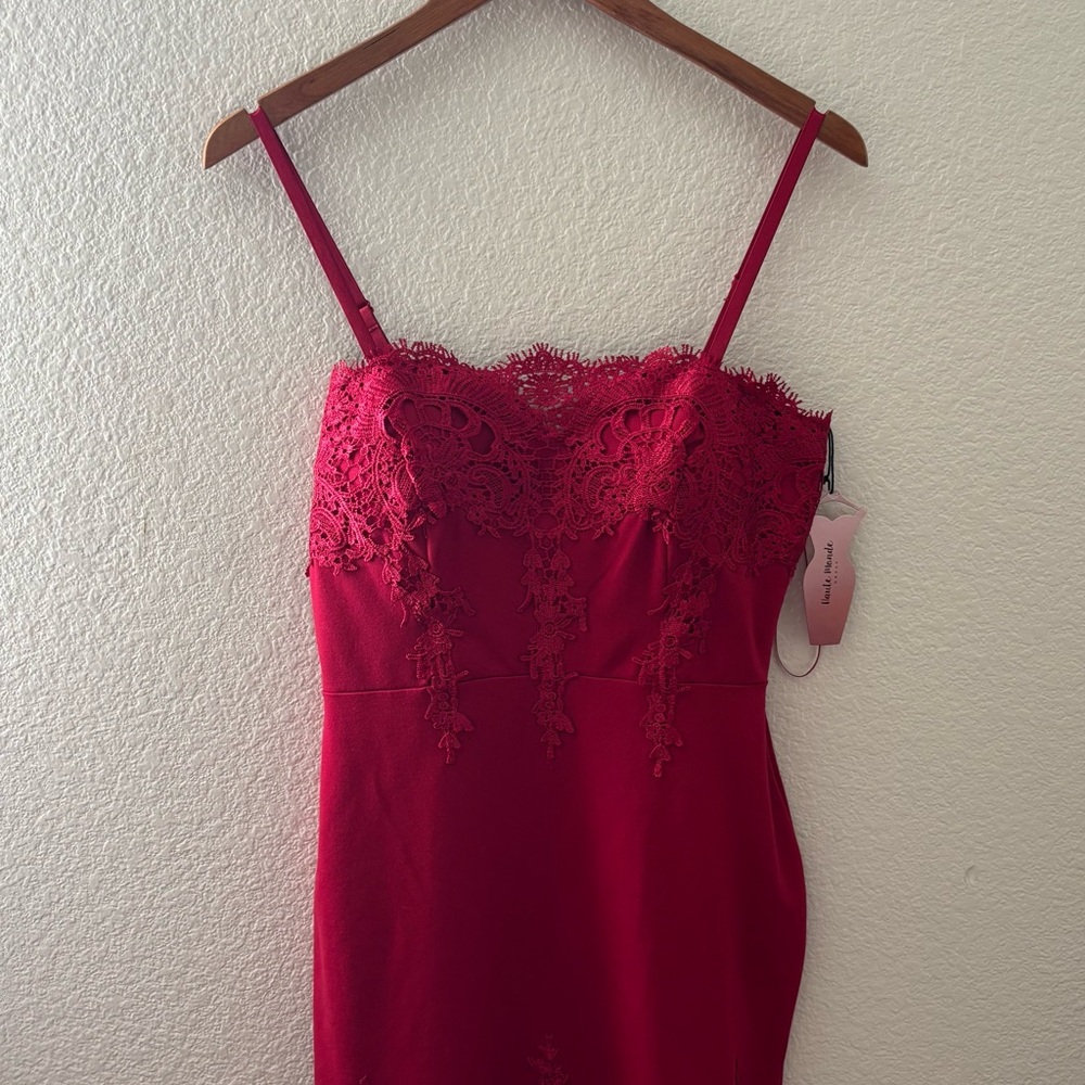 Haute Monde Red Lace Backless Dress